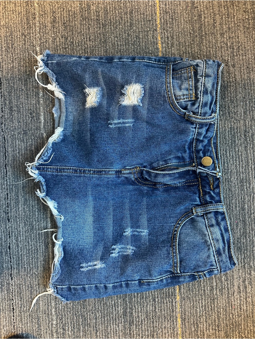 Women's Distressed Blue Denim Cutoff Shorts with Frayed Hem